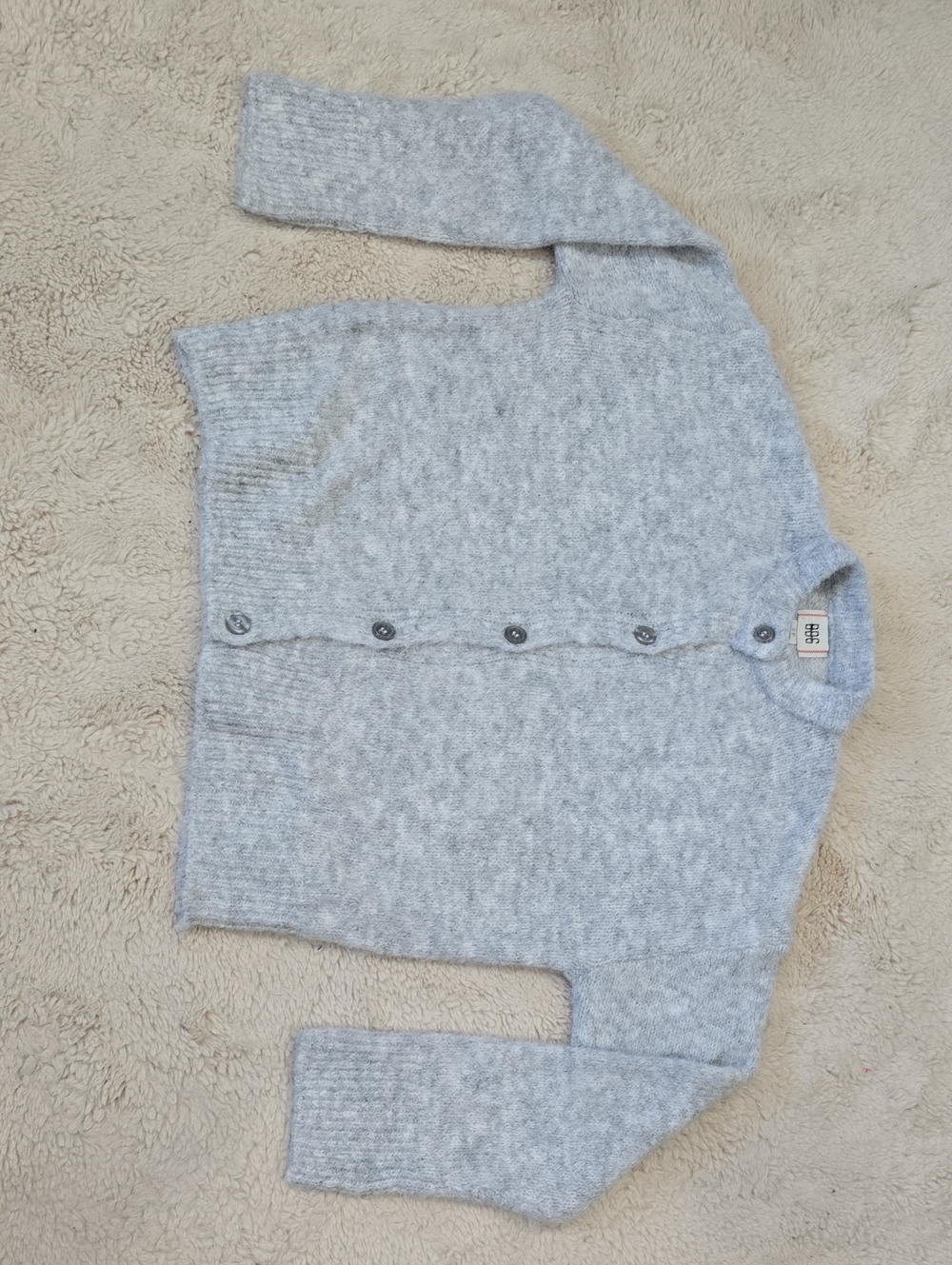 BDG Light Gray Fuzzy Button Cardigan
